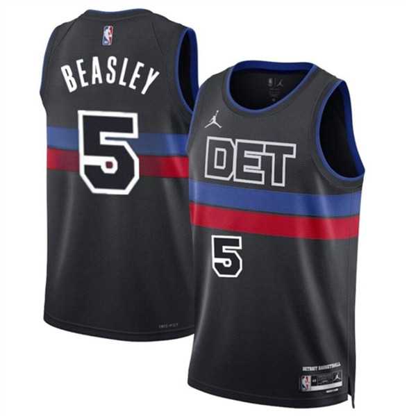 Mens Detroit Pistons #5 Malik Beasley Black 2024 Statement Edition Stitched Jersey Dzhi